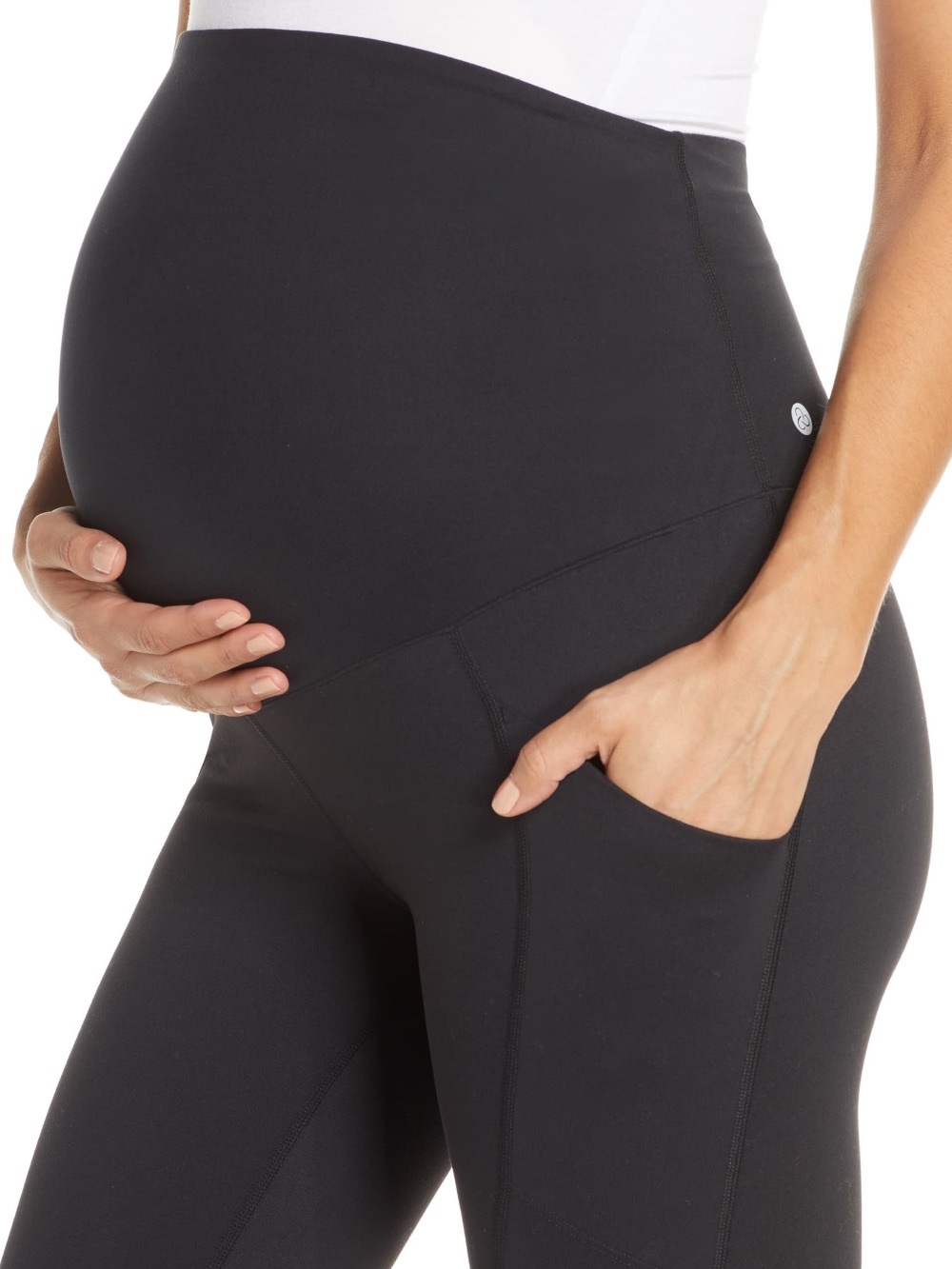 Zella Maternity Leggings Size Small Black Two Side Pockets Pregnancy Legging 7/8